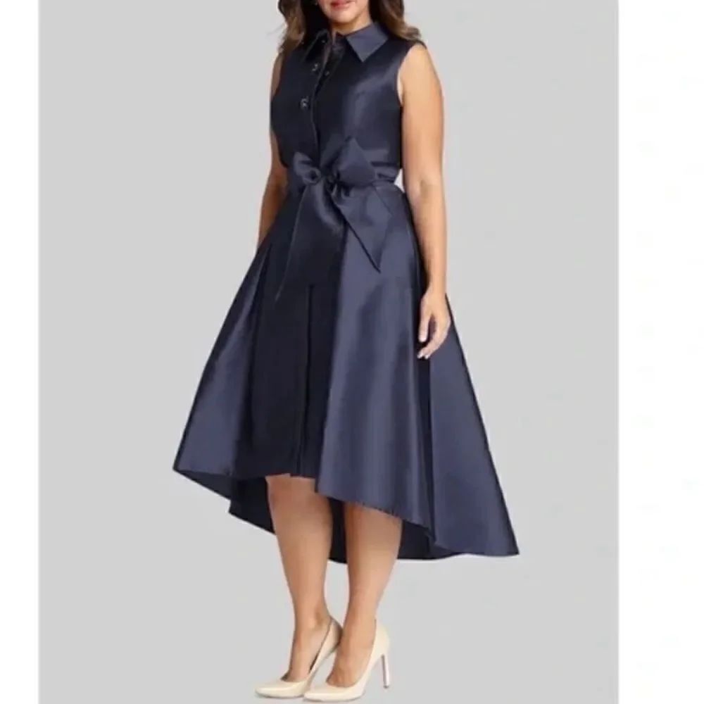 New Teri Jon Rickie Freeman x BHLDN Gazar Belted Shirt Dress